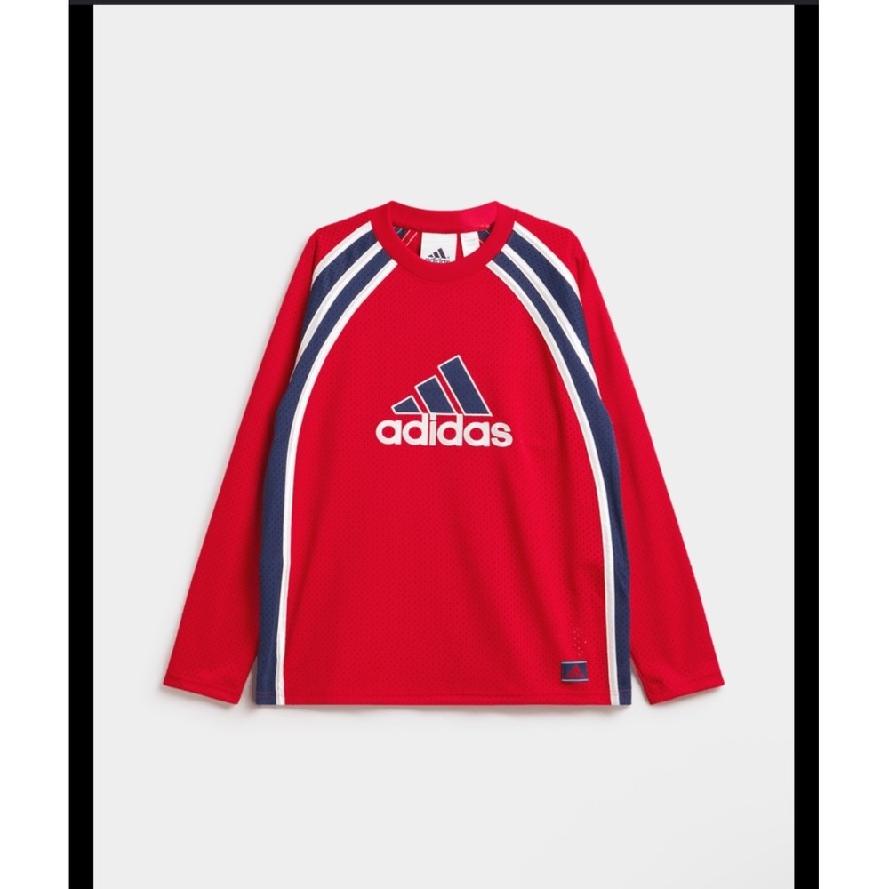 Adidas Originals Athletic Mesh Long‎ Sleeve Warm Up Top Red Blue Jersey Small